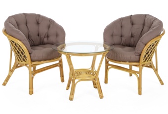 Meble ogrodowe rattanowe Bahama Honey / Cappuccino 2+1