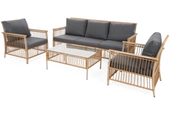 Meble ogrodowe technorattanowe Sycylia Beige / Grey - dla 5 osób - w stylu boho Meble ogrodowe technorattanowe Sycylia Beige / Grey