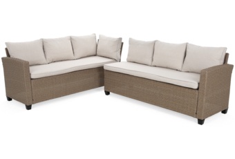 Narożnik ogrodowy technorattanowy Lagos Khaki Grey / Beige Melange