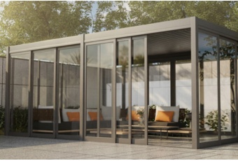 Przesuwna ścianka szklana 4 m do pergoli Schatler Modern Alu