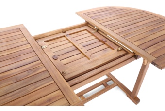 Owalny drewniany stół ogrodowy z rozkładanym blatem o dł. 200 cm Stół ogrodowy drewniany Akacja Oval 150+50 cm