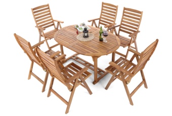 Meble ogrodowe drewniane Akacja Oval 150+50 cm 6+1