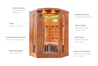Sauna infrared narożna Nordum Classic 2-osobowa WiFi brązowa