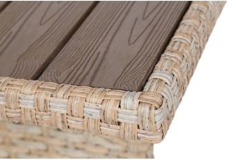 Narożne meble ogrodowe technorattanowe Lagos Beige / Ecru - dla 9 osób - beżowy Narożne meble ogrodowe technorattanowe Lagos Beige / Ecru