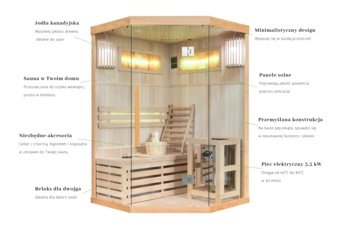 Sauna fińska narożna Nordum Solea 2-osobowa naturalna