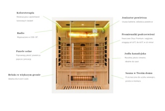 Sauna infrared Nordum Solea 3-osobowa biała - z panelami solnymi Sauna infrared Nordum Solea 3-osobowa biała