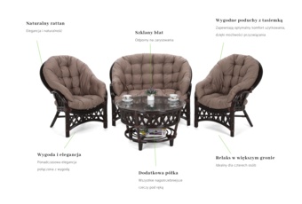 Meble ogrodowe rattanowe Diego Brown / Cappuccino 3+1