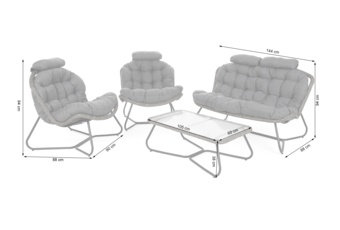 Meble technorattanowe Palermo szare - dla 4 osób Meble ogrodowe technorattanowe Palermo Grey / Grey