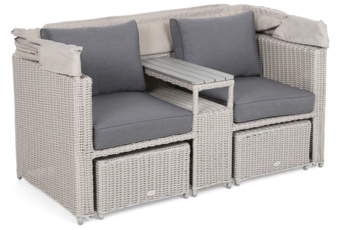 Kosz ogrodowy technorattanowy Michigan White / Grey