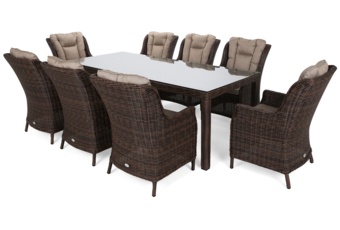 Meble ogrodowe technorattanowe Bristol 230 cm Brown Mat / Brown Melange 8+1