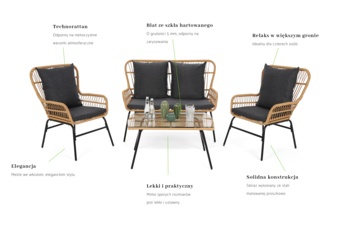 Meble ogrodowe technorattanowe Werona Beige / Grey