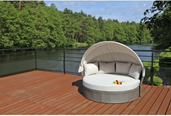 Sofa ogrodowa z baldachimem Sydney Grey / Grey Melange - dla 3 osób - szara Sofa ogrodowa z baldachimem Sydney Grey / Grey Melange