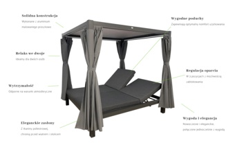 Łóżko ogrodowe Bali Grey / Grey Melange