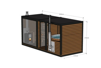 Sauna fińska zewnętrzna TerModula z balią 500 x 210 cm