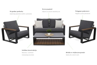 Meble ogrodowe aluminiowe San Marco Grey / Grey Melange