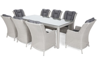 Meble ogrodowe technorattanowe Bristol 230 cm White / Grey - biały - dla 8 osób Meble ogrodowe technorattanowe Bristol 230 cm White / Grey 8+1
