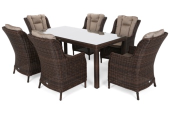 Meble jadalniane ogrodowe Bristol - dla 6 osób - kolor brązowy Meble ogrodowe technorattanowe Bristol 180 cm Brown Mat / Brown Melange 6+1