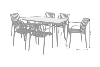 Meble ogrodowe Casablanca 145 cm Grey / Black + Lomi Grey 6+1