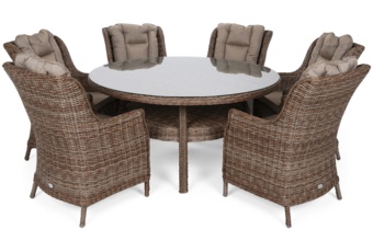 Meble ogrodowe technorattanowe Bristol Round Elegant 150 cm Ginger / Brown Melange - rude - dla 6 osób Meble ogrodowe technorattanowe Bristol Round Elegant 150 cm Ginger / Brown Melange 6+1