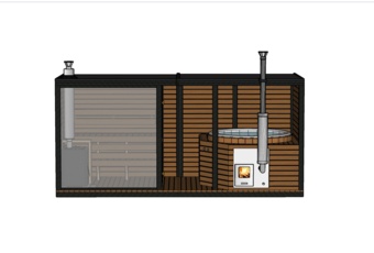 Sauna fińska zewnętrzna TerModula z balią 500 x 210 cm