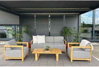 Meble ogrodowe aluminiowe Lyon Teak / Fog Grey