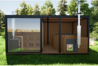 Sauna fińska zewnętrzna TerModula z balią 500 x 210 cm