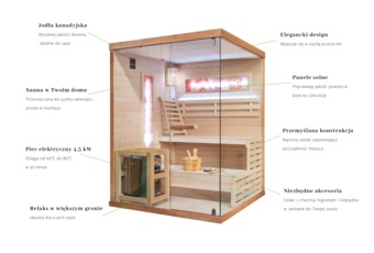 Sauna fińska narożna Nordum Pure 3-osobowa brązowa - drewniana - z piecem Sauna fińska narożna Nordum Pure 3-osobowa brązowa