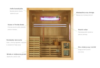 Sauna fińska Nordum Solea 4-osobowa naturalna - z panelami solnymi - z jodły kanadyjskiej Sauna fińska Nordum Solea 4-osobowa naturalna