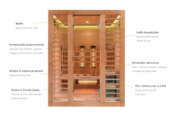 Sauna hybrydowa Nordum Combi 3-osobowa brązowa - fińska i infrared - drewniana Sauna hybrydowa Nordum Combi 3-osobowa brązowa