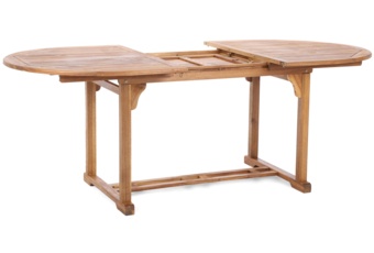 Meble ogrodowe drewniane Akacja Oval Cross 150+50 cm 6+1