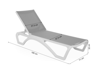 Zestaw leżaków ogrodowych Monako White / Dark Grey ze stolikiem 