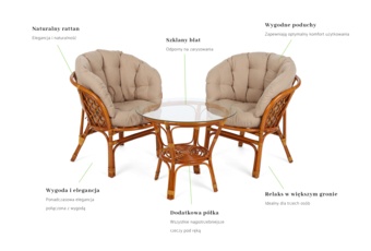 Meble ogrodowe rattanowe Bahama Orange / Latte 2+1