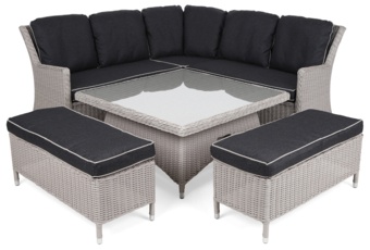 Narożny zestaw mebli ogrodowych Termoli White / Grey