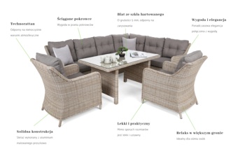 Narożnik technorattanowy prawy Alicante Beige / Beige Melange