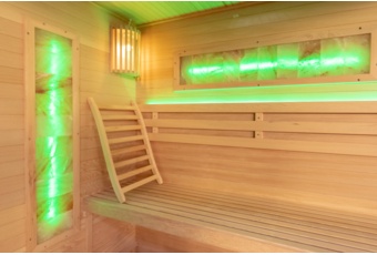 Sauna fińska narożna Nordum Pure 4-osobowa szara - z panelami solnymi Sauna fińska narożna Nordum Pure 4-osobowa szara