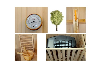 Sauna fińska narożna EA5 Grey z piecem - szara - dla 5 osób Sauna fińska narożna EA5 Grey z piecem