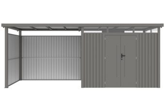 Domek narzędziowy Kopenhaga 569 x 230 cm Silver Grey z wiatą - szary - nowoczesny Domek narzędziowy Kopenhaga 569 x 230 cm Silver Grey z wiatą