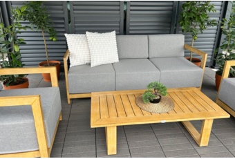 Meble ogrodowe aluminiowe Lyon Teak / Fog Grey