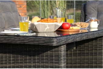 Jasnoszary zestaw wypoczynkowy Alicante dla 5-6 osób z technorattanu - sofa i fotele Meble ogrodowe technorattanowe Alicante Light Grey / Grey Melange