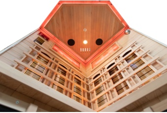 Sauna infrared narożna Nordum Solea 2-osobowa WiFi brązowa - z panelami solnymi Sauna infrared narożna Nordum Solea 2-osobowa WiFi brązowa