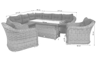 Narożny zestaw mebli ogrodowych Foggia Comfort Beige / Beige Melange