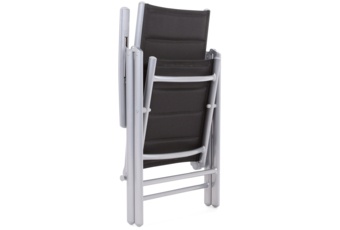 Meble ogrodowe aluminiowe IBIZA czarne z srebrnym stelażem Meble ogrodowe aluminiowe Ibiza 150 cm Silver / Black 6+1