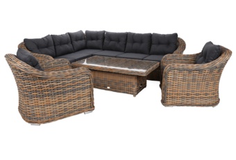 Narożny zestaw mebli ogrodowych Foggia Comfort Ginger Melange / Dark Grey