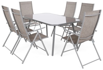 Meble ogrodowe metalowe Casablanca 150 cm Silver / Taupe Melange 6+1