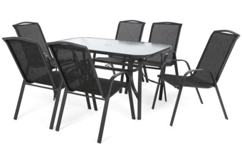 Meble ogrodowe metalowe Sevilla 145 cm Atlanta Grey / Black Melange 6+1