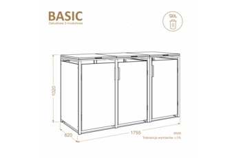 Zabudowa kosza śmietnikowego TOP BOX Basic 3 x 120 l