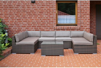 Narożnik modułowy z technorattanu Kansas Maxi Brown Mat / Brown Melange