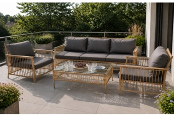 Meble ogrodowe technorattanowe Sycylia Beige / Grey
