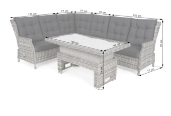 Narożnik ogrodowy technorattanowy Trivento Brown Mat / Brown Melange