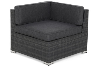 Narożnik modułowy z technorattanu Kansas Maxi Grey / Grey Melange - szary - dla 6 osób Narożnik modułowy z technorattanu Kansas Maxi Grey / Grey Melange